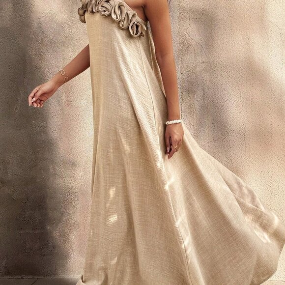 Khaki Casual Women's Floral Cami A-Line Dress - Picture 4 of 4